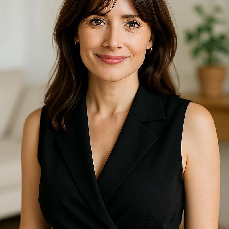 Mustassa juhlamekossa on V-Malinen kaula-aukko