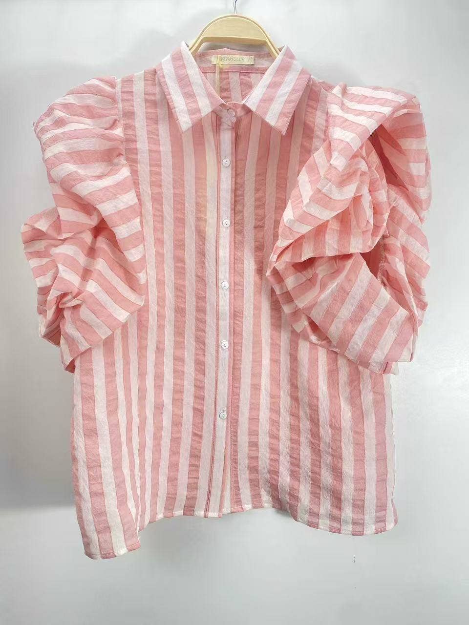Chemise Rayée Volants Couture “Dolce Riviera” – Manches Over