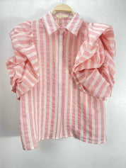 Chemise Rayée Volants Couture “Dolce Riviera” – Manches Over