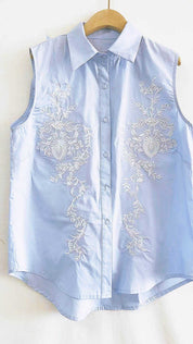 Chemise Sans Manches Brodée Riviera Chic