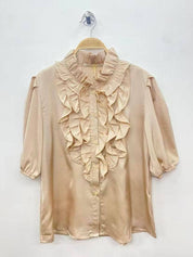 Blouse Satinée Volants Couture – Élégance Parisienne