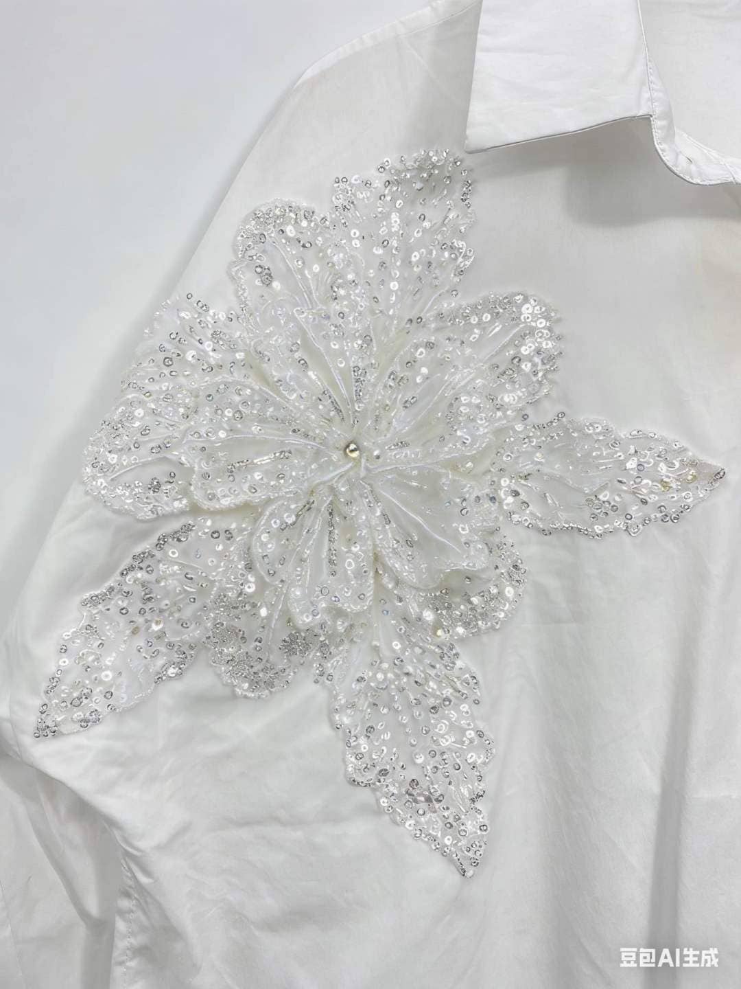 Chemise Fleur Pailletée Femme Oversize