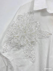 Chemise Fleur Pailletée Femme Oversize