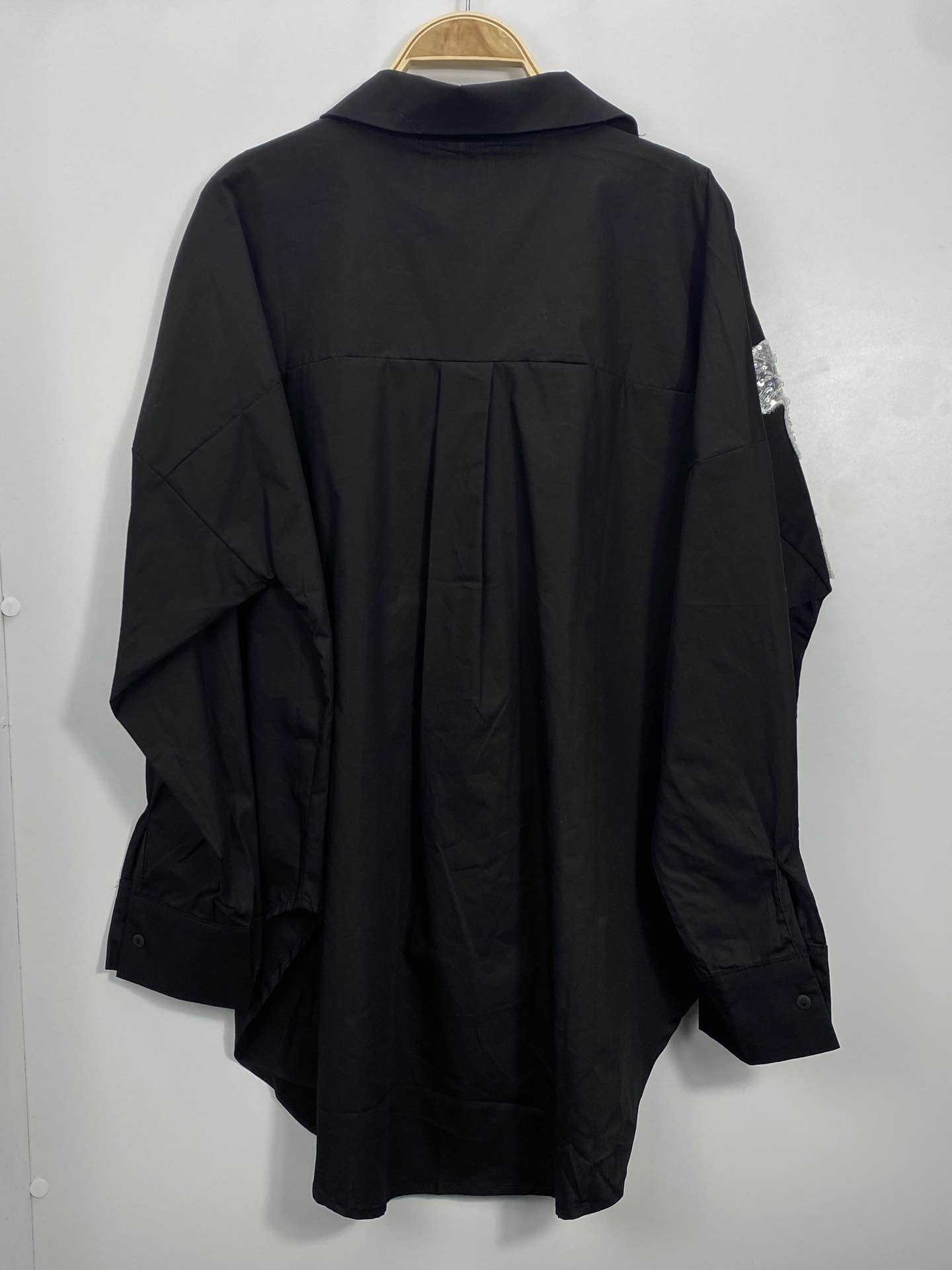 Chemise Fleur Pailletée Femme Oversize