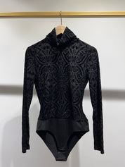Body col roulé velours jacquard - CH004