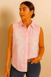 Chemise Sans Manches Brodée Riviera Chic