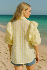 Chemise Rayée Volants Couture “Dolce Riviera” – Manches Over
