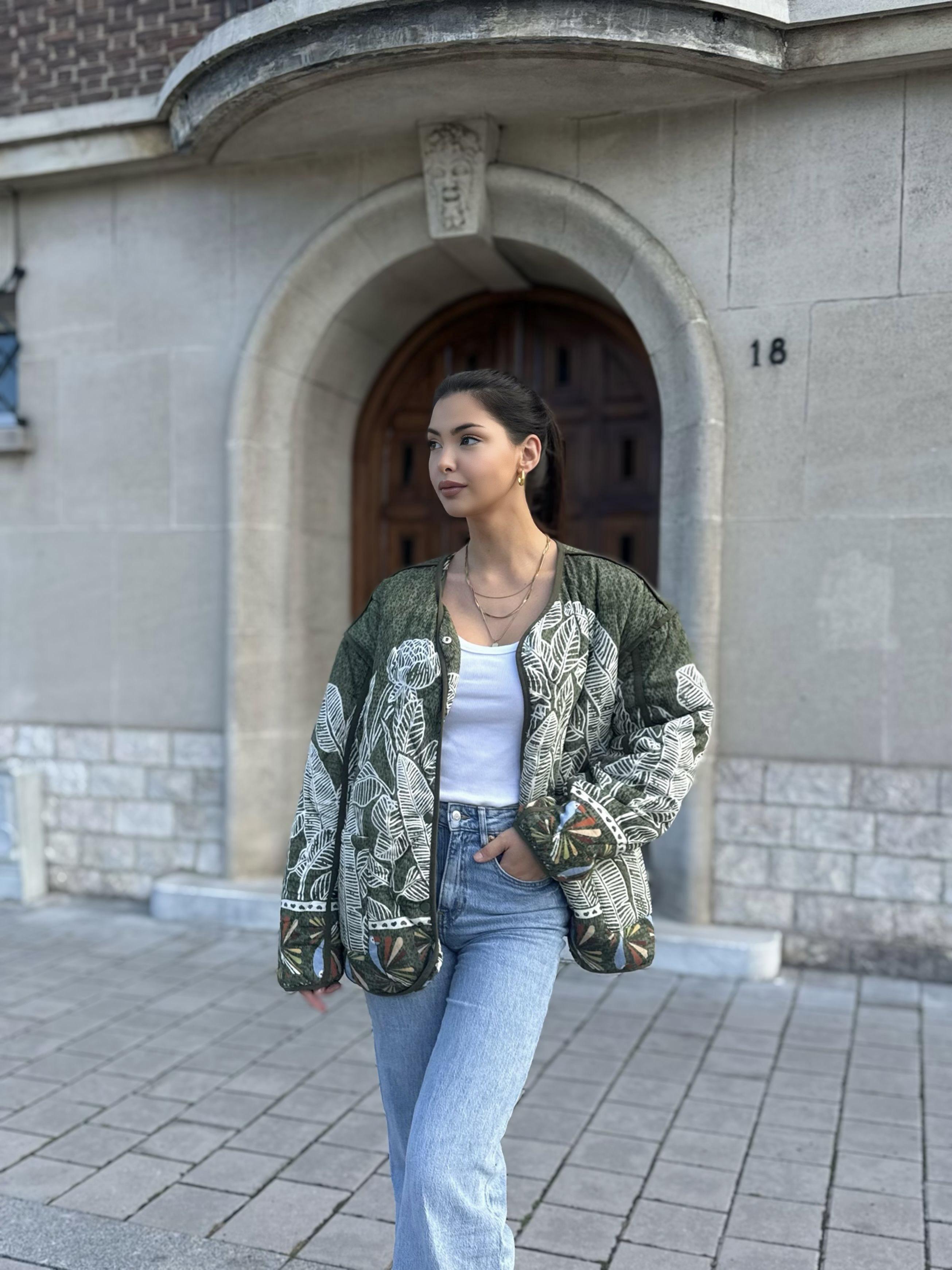 Boho-tikkitakki, vihreä