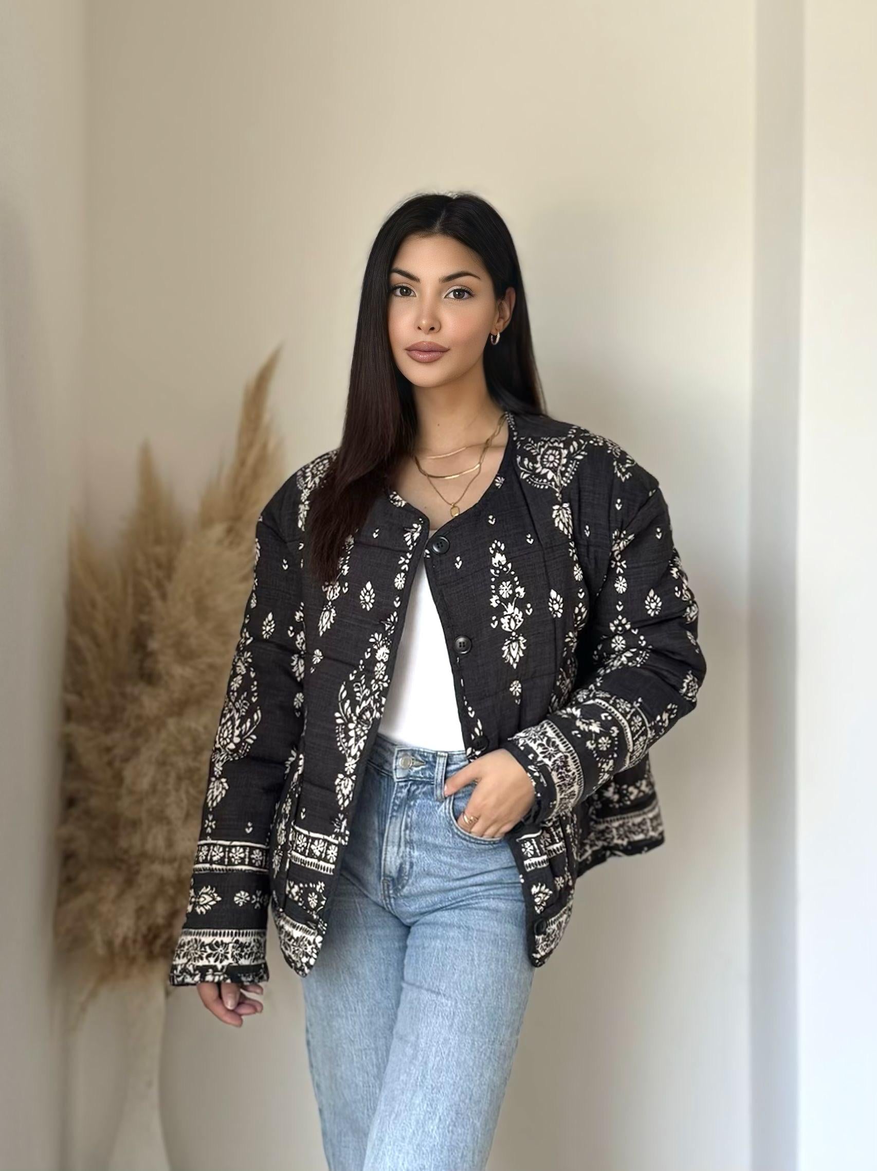 Boho-tikkitakki, musta