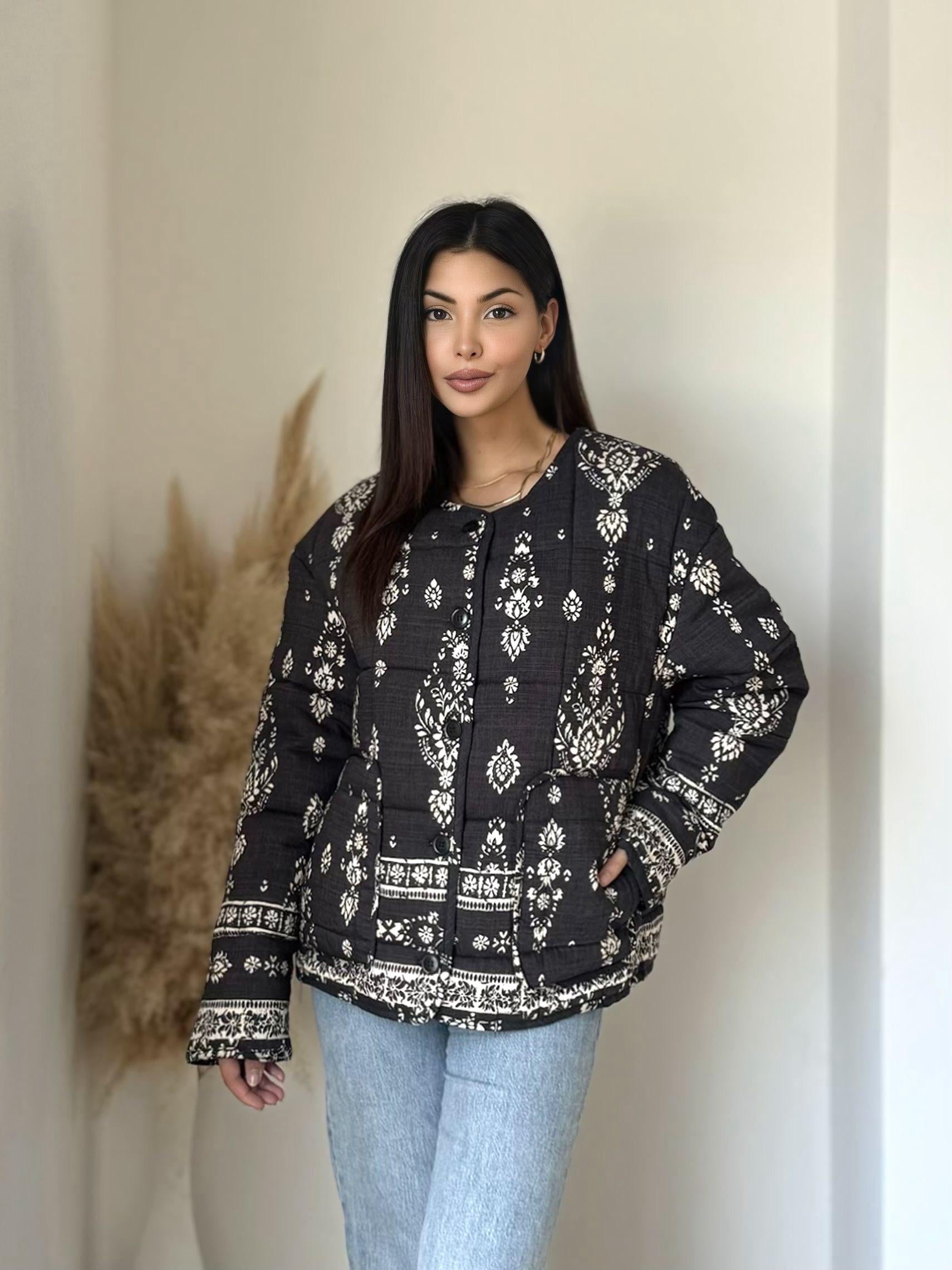 Boho-tikkitakki, musta