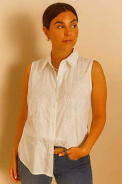 Chemise Sans Manches Brodée Riviera Chic