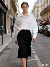 Chemise Fleur Pailletée Femme Oversize