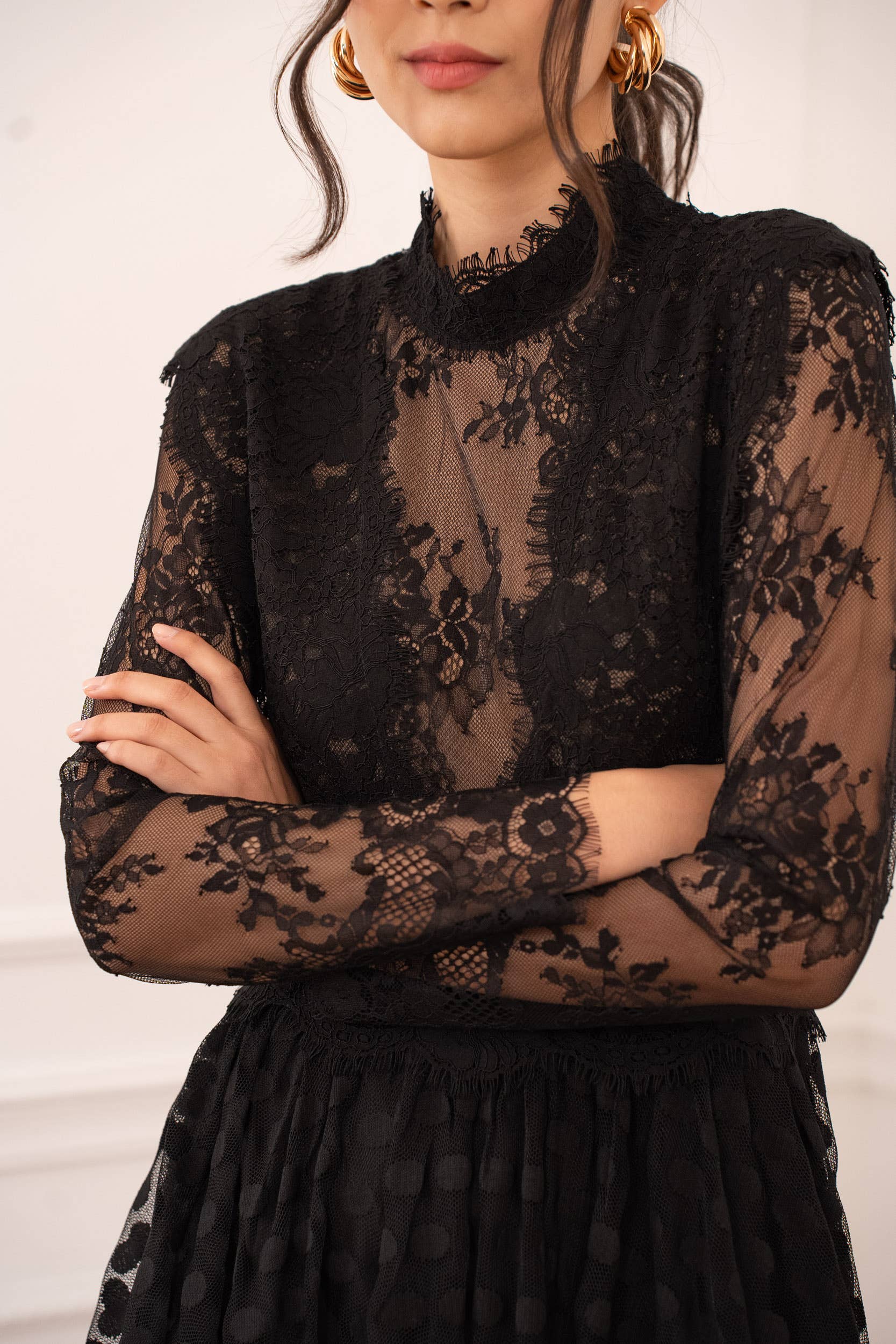 Robe longue en dentelle plumetis - 81068