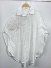 Chemise Fleur Pailletée Femme Oversize