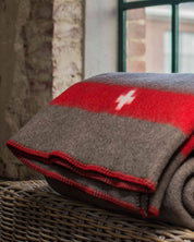 Couverture en laine mérinos SWISS ARMY - marron
