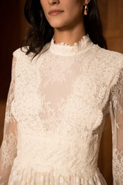 Robe longue en dentelle plumetis - 81068