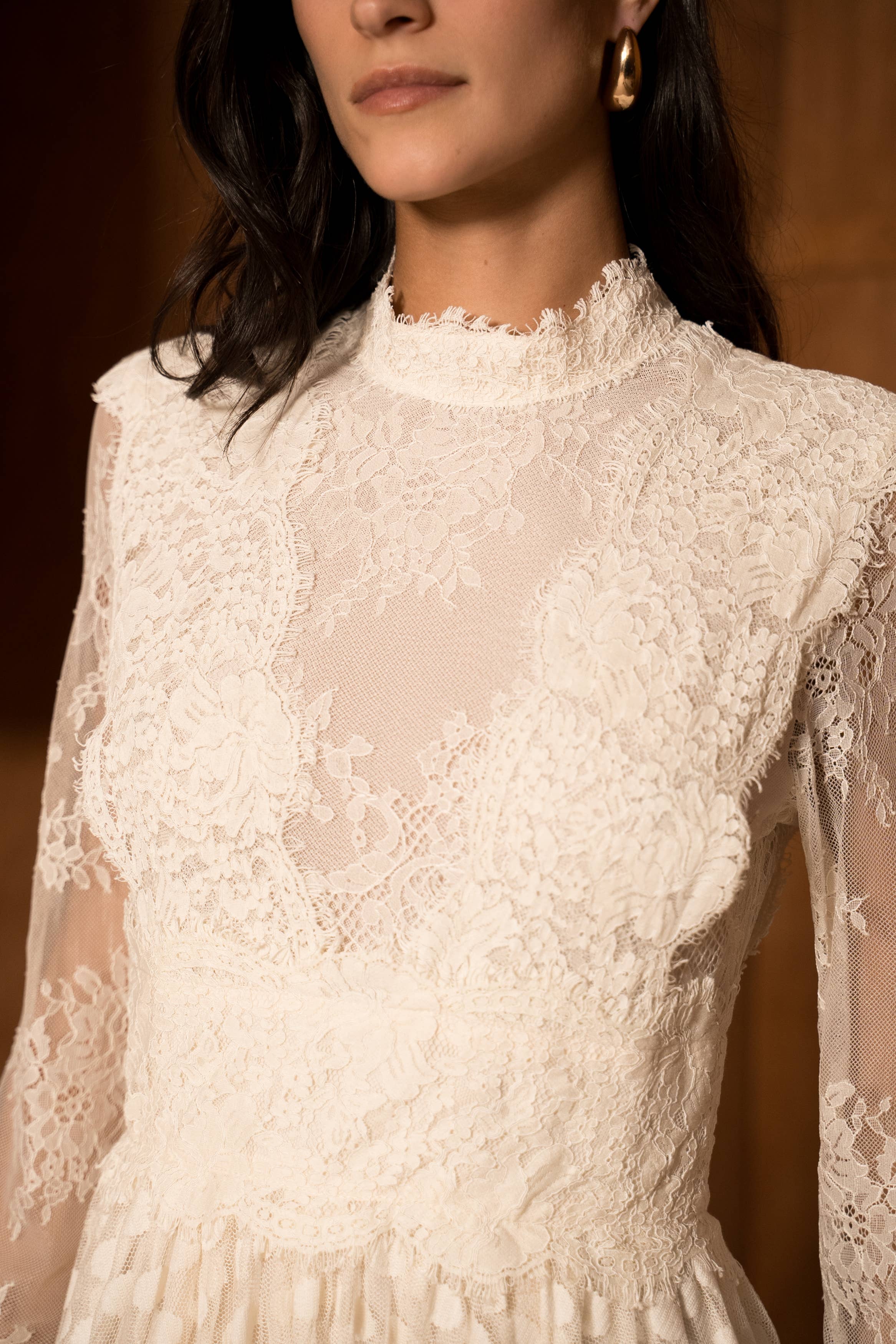 Robe longue en dentelle plumetis - 81068