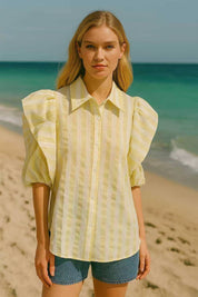 Chemise Rayée Volants Couture “Dolce Riviera” – Manches Over