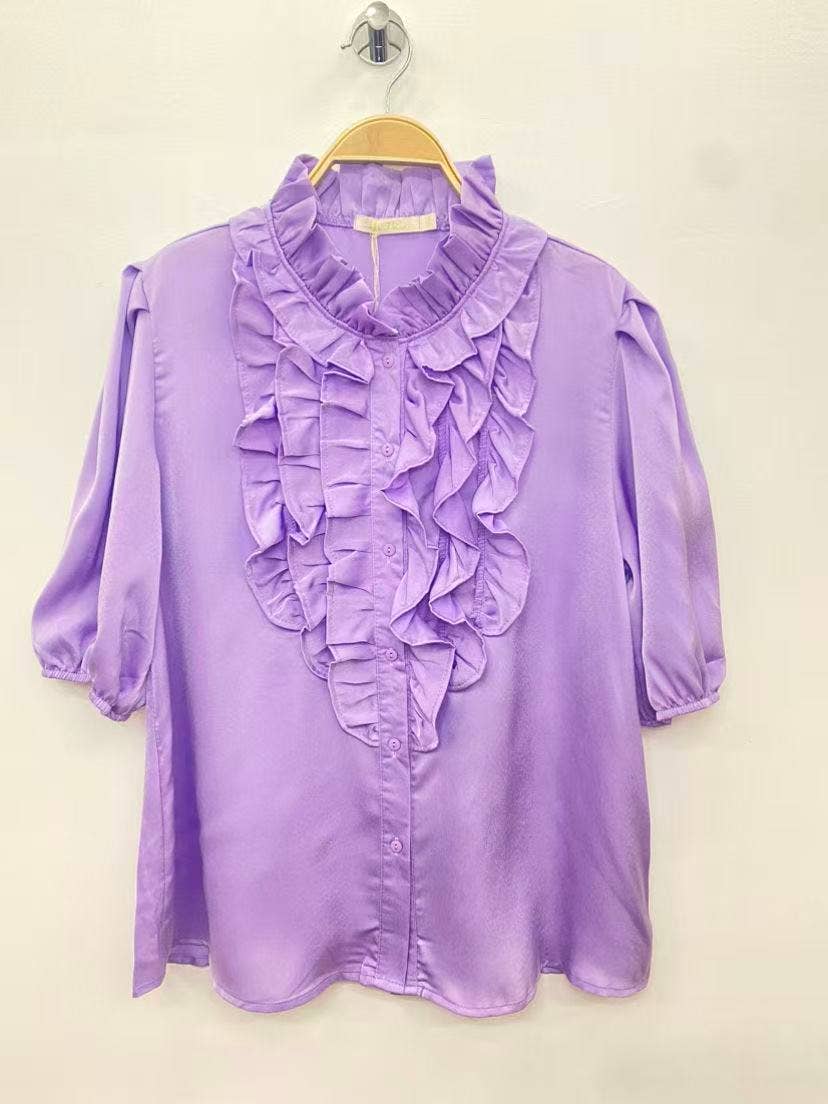 Blouse Satinée Volants Couture – Élégance Parisienne