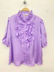 Blouse Satinée Volants Couture – Élégance Parisienne