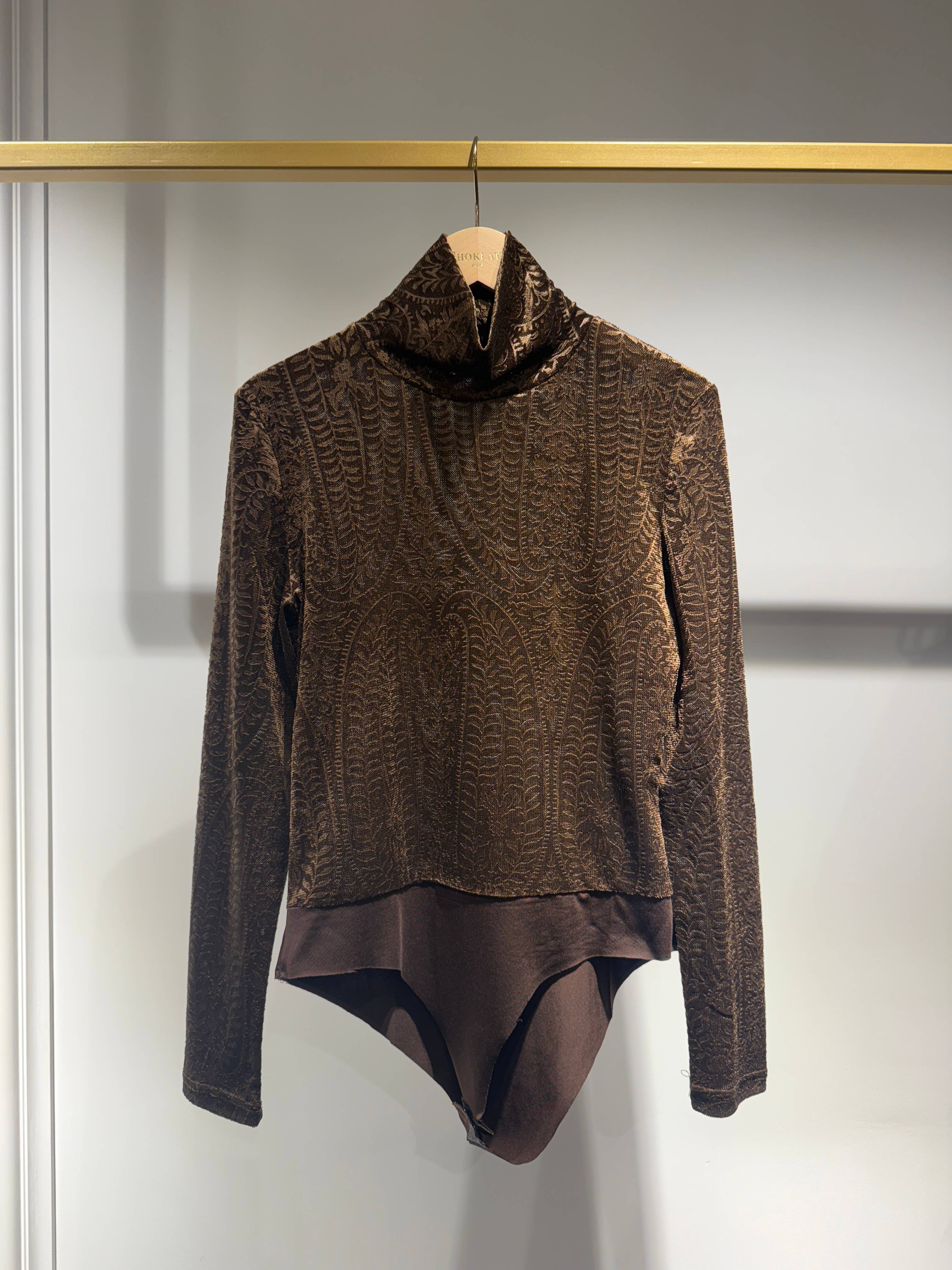 Body col roulé velours jacquard - CH004