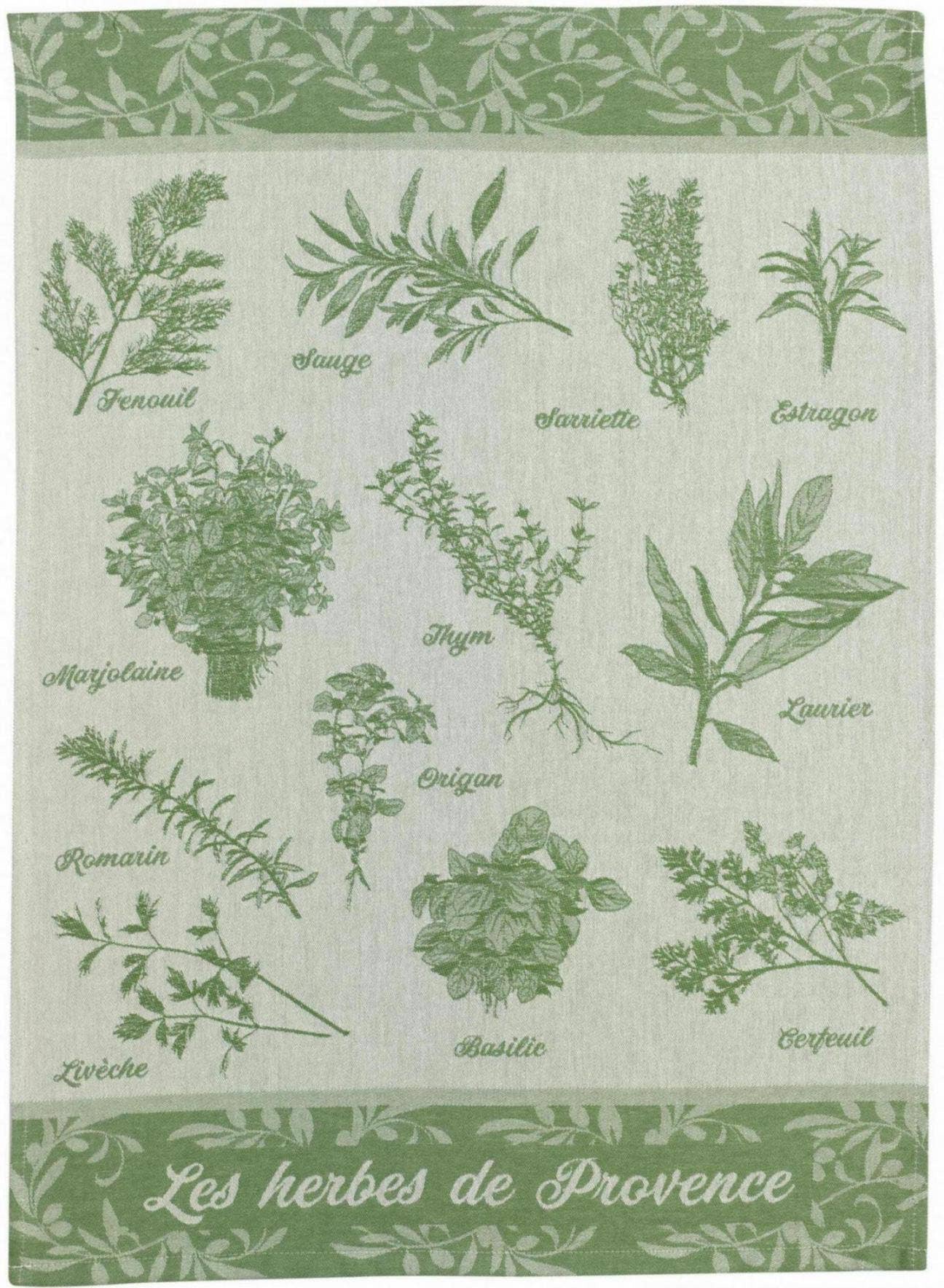 Jacquard-keittiöpyyhe “Herbes de Provence Vert” 50 × 70 cm