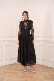 Robe longue en dentelle plumetis - 81068