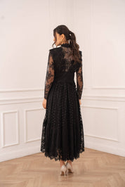 Robe longue en dentelle plumetis - 81068