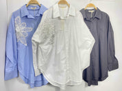 Chemise Fleur Pailletée Femme Oversize