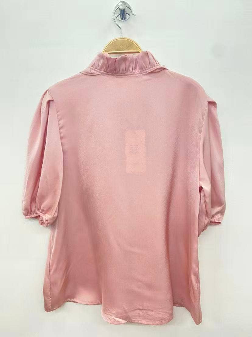 Blouse Satinée Volants Couture – Élégance Parisienne