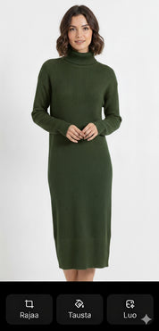 Pitkä Neulemekko Korkealla Kauluksella