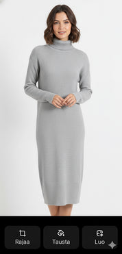 Pitkä Neulemekko Korkealla Kauluksella