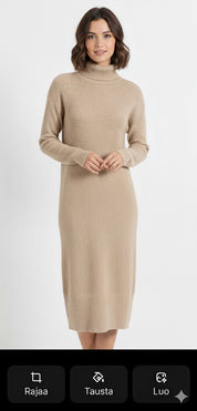 Pitkä Neulemekko Korkealla Kauluksella