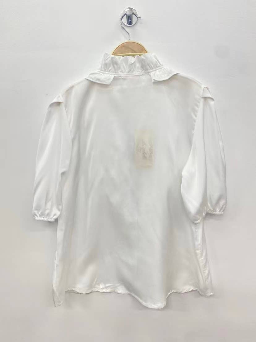 Blouse Satinée Volants Couture – Élégance Parisienne