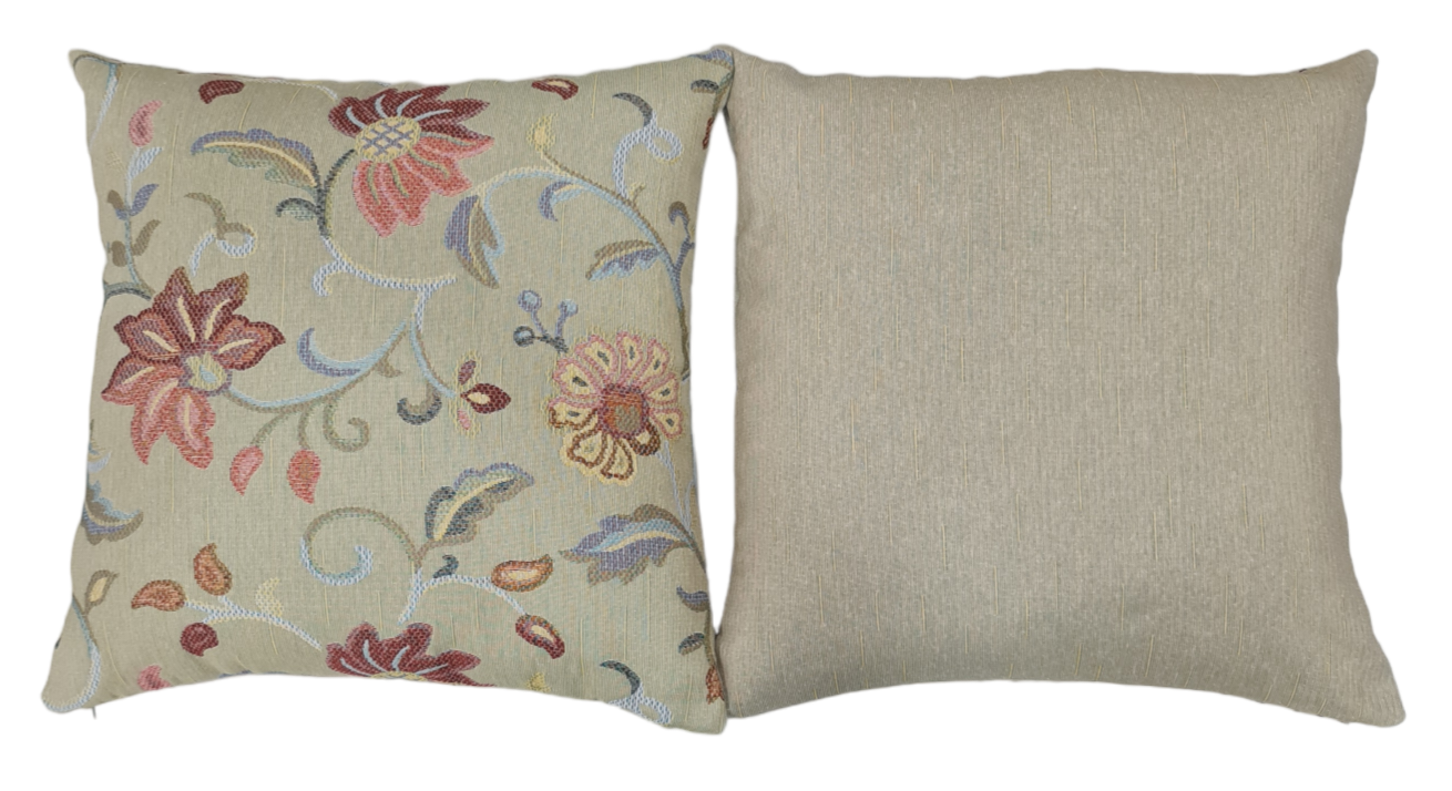 Taie d'oreiller double face fleur/vert clair