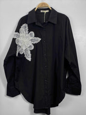 Chemise Fleur Pailletée Femme Oversize