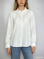 Chemise Blanche Brodée Élégance – Romantic Lace Shirt