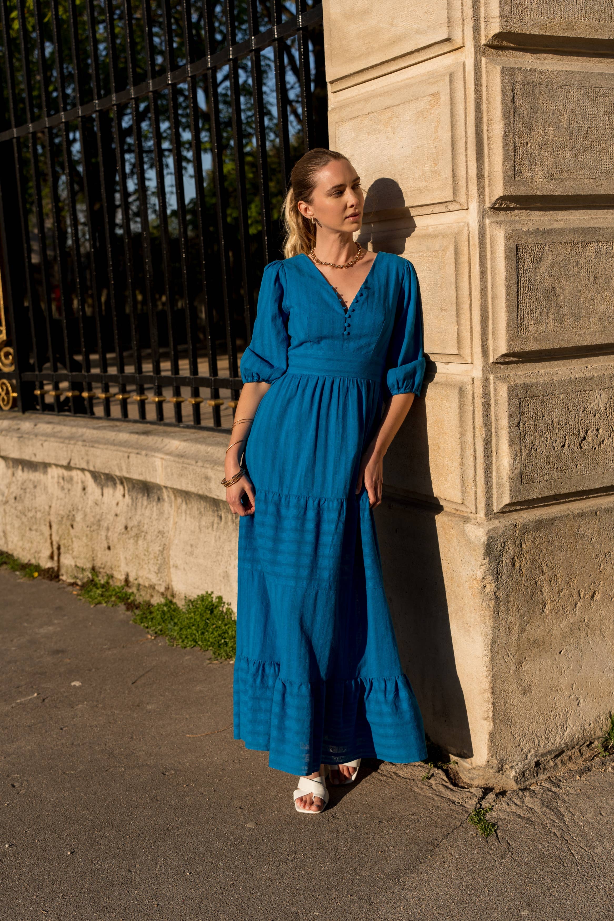 Robe longue Taylor en coton jacquard - 81046-1