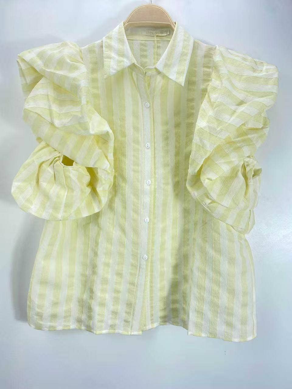 Chemise Rayée Volants Couture “Dolce Riviera” – Manches Over