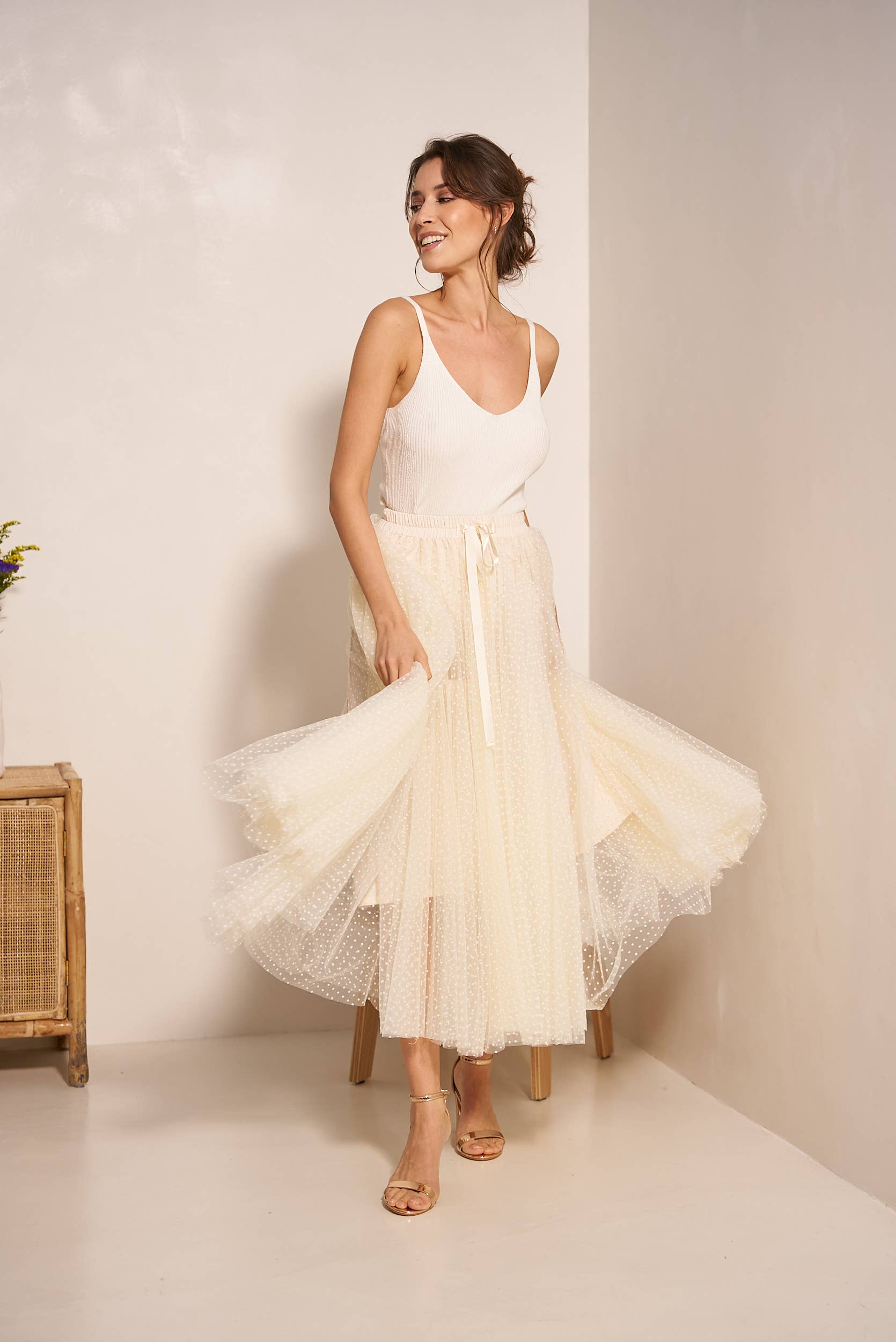 Jupe Aria en tulle plumetis SS26 - CK08077-3