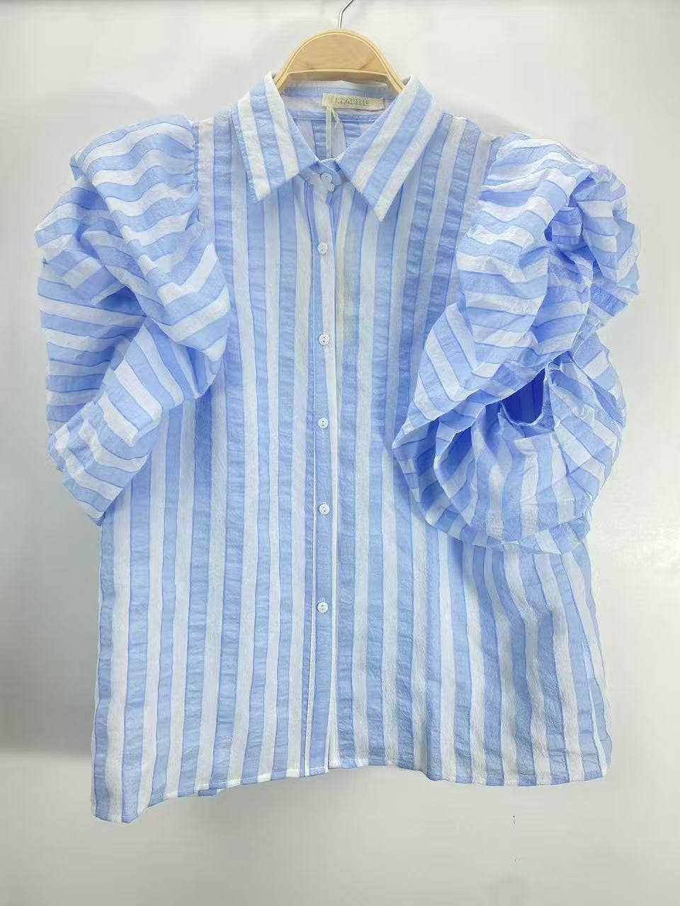 Chemise Rayée Volants Couture “Dolce Riviera” – Manches Over