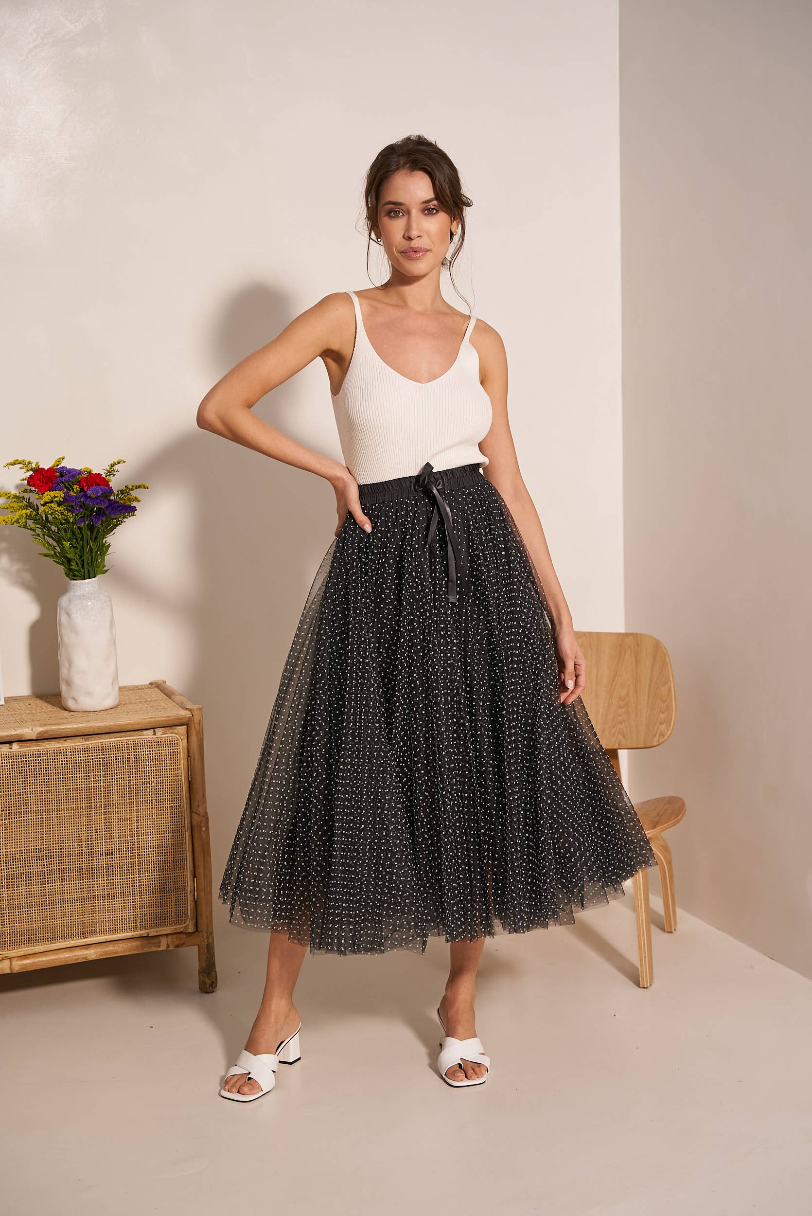 Jupe Aria en tulle plumetis SS26 - CK08077-3